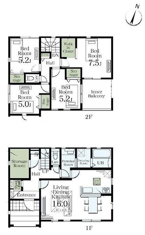 (1号棟)、4LDK+S、土地面積150.39m2、建物面積114.79m2