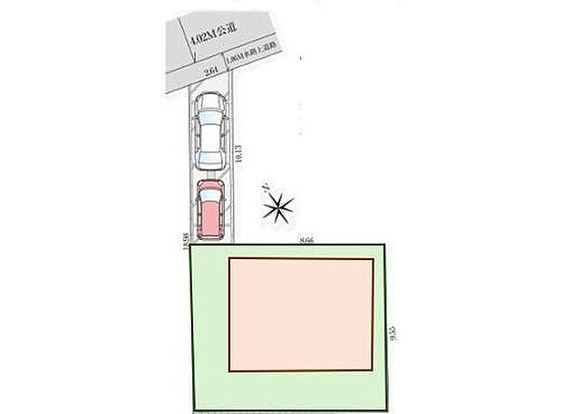 【区画図】カースペースは2台分ご用意（車種制限有）。空いたスペースは駐輪場としてもお使いいただけます◎