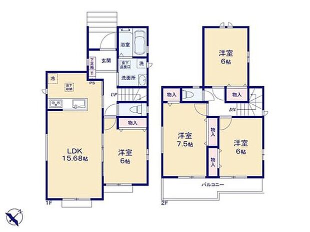 【4LDK】●玄関近くに洗面スペースを設けた新生活仕様にフィットできる住まい
●隣り合う洋室を開放すれば、ひときわ広々とした空間になるリビングダイニング