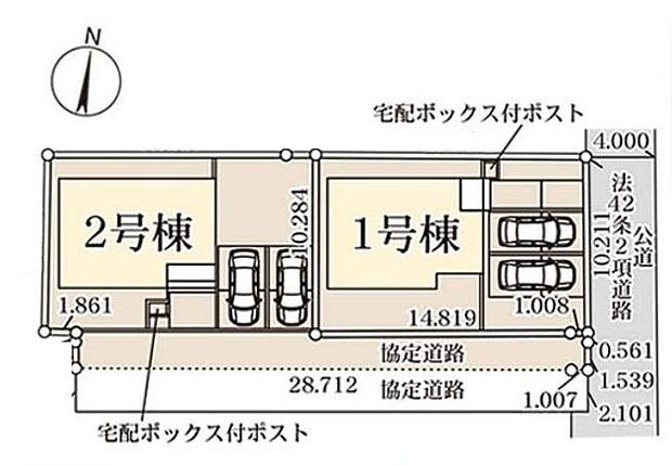 【全体区画図】閑静な住宅地☆駐車スペースは2台分♪
