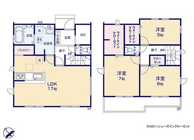 【3LDK】●家族とのつながりを意識した見通しのいいリビングは会話が弾んでみんなを笑顔にします！
●大容量のWクローゼットは2箇所完備♪
●常備食のストックや家電の収納に役立つパントリー付♪