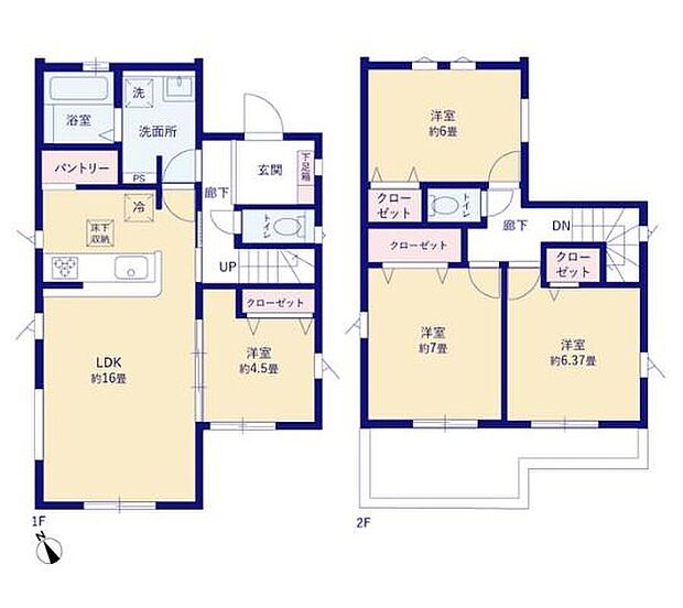 【4LDK】●常備食のストックや家電の収納に役立つパントリー付
●効率的でストレスのない家事動線。水回りが集中しており、移動がスムーズです♪
●隣り合う洋室を開放すれば、広々とした空間になるリビングダイニング