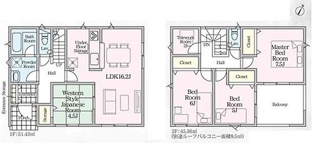 【4LDK】●水回りが集中しており家事動線の良い間取り♪
●隣り合う和室を開放すれば、ひときわ広々とした空間になるリビングダイニング
●多用途にご利用可能なテレワークルーム付き♪