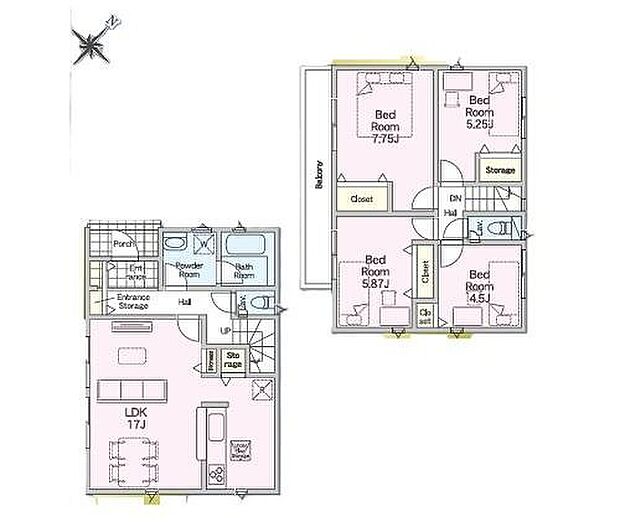 【4LDK】●家族とのつながりを意識した見通しのいいリビングは会話が弾んでみんなを笑顔にします！
●水回りが集中しており家事動線の良い間取り♪
●豊富な収納設備で綺麗なお部屋を保てます♪
