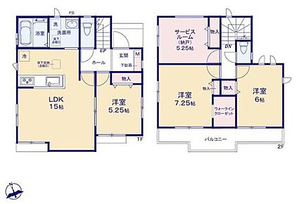 ●かさばるスーツケースや季節用品も効率よく収納可能なWクローゼットを完備♪
●水回りが集中しており家事動線の良い間取り♪
●多用途にご利用可能なサービスルーム付き♪ 