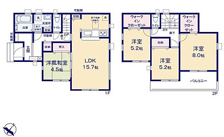 ●あると落ち着く『和室』付♪家事の休憩スペースやお子様のお昼寝スペースとしても活躍します♪
●増えがちな衣類やバッグなどを効率よく収納できるWIC２か所！
●SIC付きで玄関すっきり♪ 