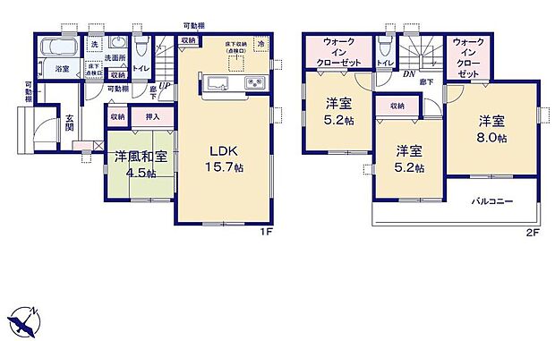 【4LDK】●あると落ち着く『和室』付♪家事の休憩スペースやお子様のお昼寝スペースとしても活躍します♪
●増えがちな衣類やバッグなどを効率よく収納できるWIC２か所！
●SIC付きで玄関すっきり♪
