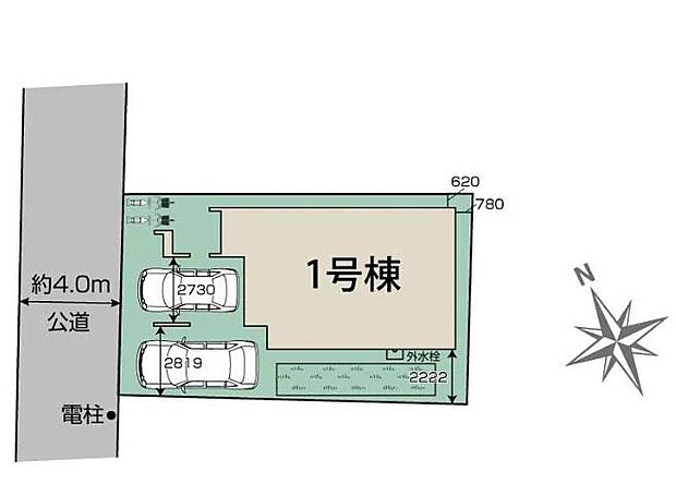 【全体区画図】閑静な住宅地☆カースペースは2台分ご用意。空いたスペースは駐輪場としてもお使いいただけます◎