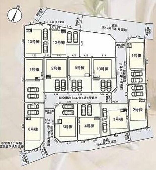 【全体区画図】閑静な住宅地☆カースペースは2台ご用意。空いたスペースは駐輪場としてもお使いいただけます◎