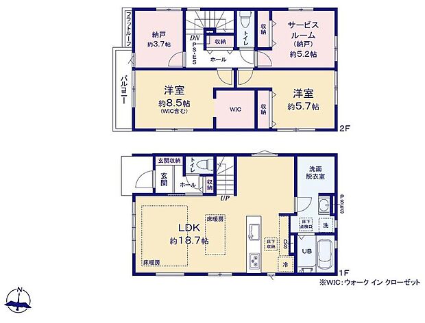 【2LDK+2S】●家族とのつながりを意識した見通しのいいリビングは会話が弾んでみんなを笑顔にします!
●多用途にご利用可能な2部屋の納戸♪
●WICやワイドな洗面室を完備♪豊富な収納で綺麗なお部屋を保てます♪