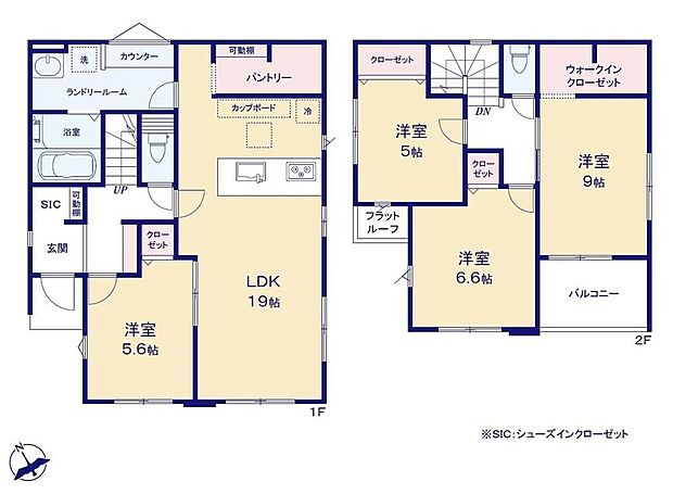 【4LDK】●SIC付きで玄関すっきり♪●効率的でストレスのない家事動線。水回りが集中しており、移動がスムーズです♪●常備食のストックや家電の収納に役立つパントリー付