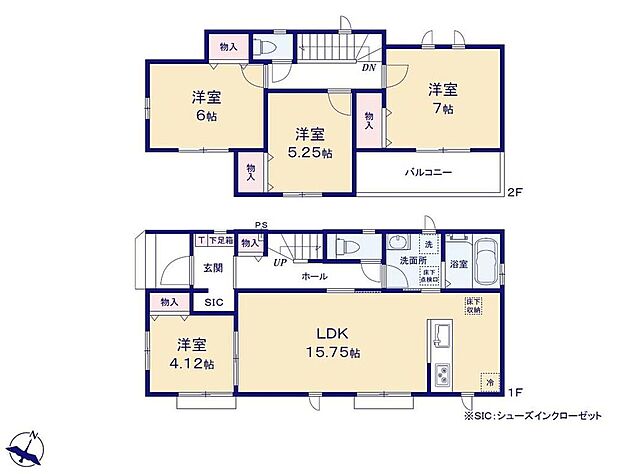 【4LDK】●効率的でストレスのない家事動線。水回りが集中しており、移動がスムーズです♪
●SIC付きで玄関すっきり♪
●全居室南東向き♪