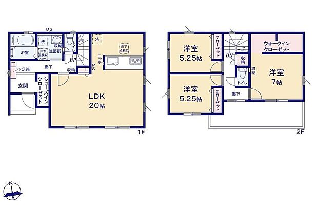 【3LDK】●広々20帖のLDK！対面キッチンからはLDK全体を見渡せます♪
●SICやWIC、ホール収納など収納スペースが豊富☆スッキリ片付きます♪
●廊下から直接バルコニーへ出ることができます☆お部屋を通る必要なし！