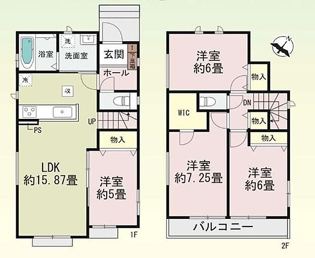 【4LDK】●家族のコミュニケーションを重視した対面式キッチン・リビングイン階段♪●効率的でストレスのない家事動線。水回りが集中しており、移動がスムーズです♪●主寝室はWIC付きで、お部屋スッキリ!