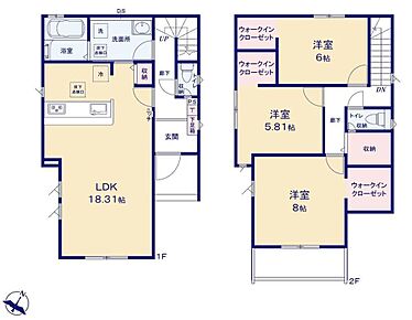 ●効率的でストレスのない家事動線。水回りが集中しており、移動がスムーズです♪
●ウォークインクローゼットを各ベッドルームに完備！増えがちな衣類やバッグなどを効率よく収納できます！ 