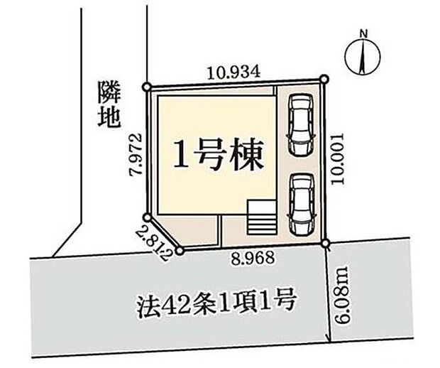 【全体区画図】閑静な住宅地☆駐車スペースは2台分♪
南側の道路に面していて、採光良好で開放的なお住まいです☆
