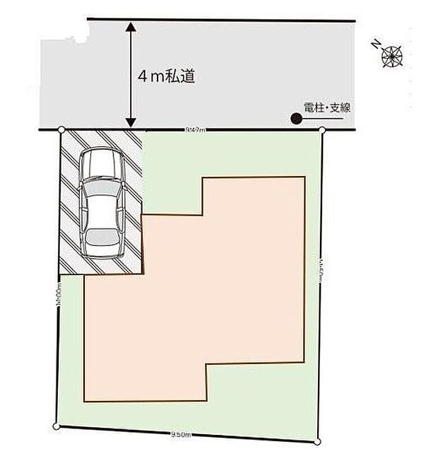 【区画図】閑静な住宅地☆カースペースご用意。空いたスペースは駐輪場としてもお使いいただけます◎