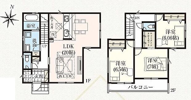 【3LDK】●SIC付きで玄関すっきり♪●リネン庫付き洗面所♪●家族とのつながりを意識した見通しのいい20帖のリビング●増えがちな衣類やバッグなどを効率よく収納できるWIC!