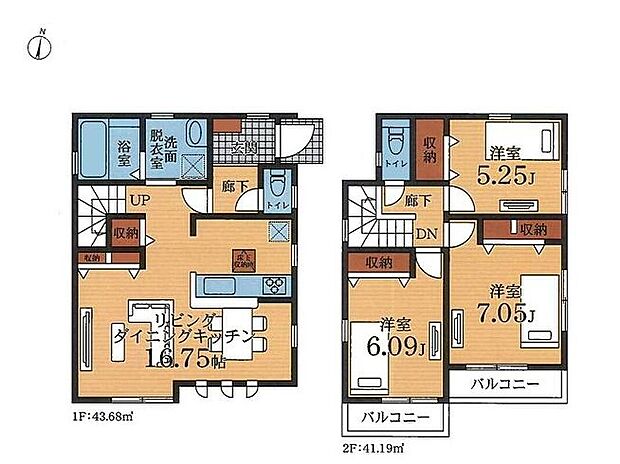 (1号棟)、価格4780万円、3LDK、土地面積106.74m2、建物面積84.87m2