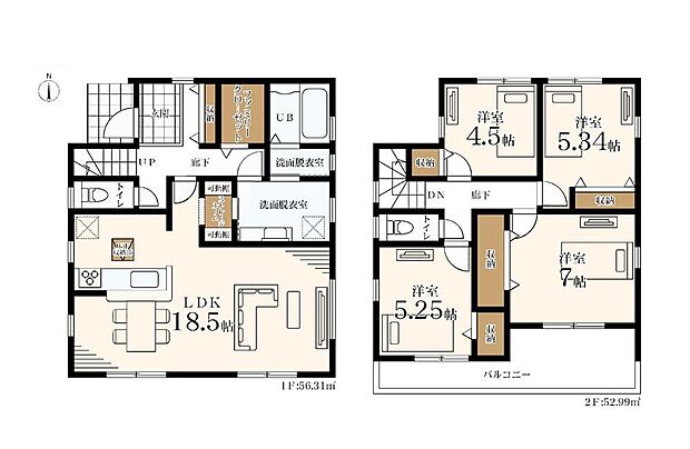 (1号棟)、価格6280万円、4LDK+2S、土地面積233.41m2、建物面積109.3m2