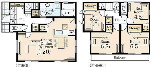 (1号棟)、価格6980万円、4LDK、土地面積155.58m2、建物面積105.99m2