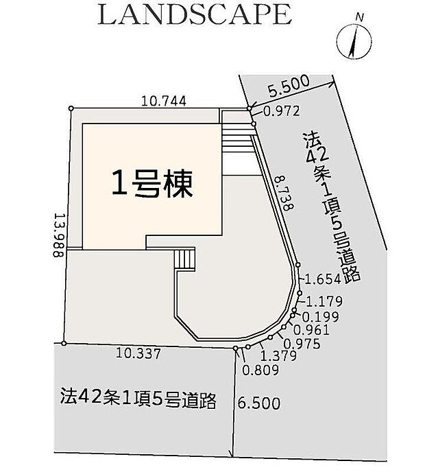 【全体区画図】限定1棟 新築分譲住宅です!
東5.5m公道・南6.5m公道に面します。
穏やかな雰囲気漂う街並み、ゆったりお過ごしいただけます♪