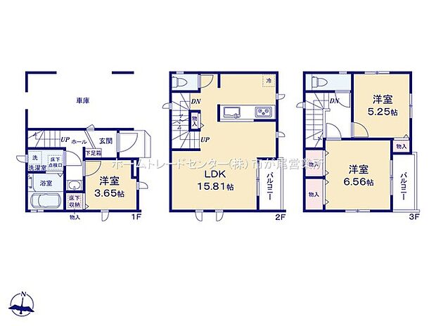 【2LDK+S】ビルトインガレージ付☆
玄関近くに洗面あり、帰宅後すぐに手が洗えます♪
LDKは15.81帖、人気の対面式キッチン採用!
全居室2面採光&収納完備しております♪
2・3階にバルコニー設置☆