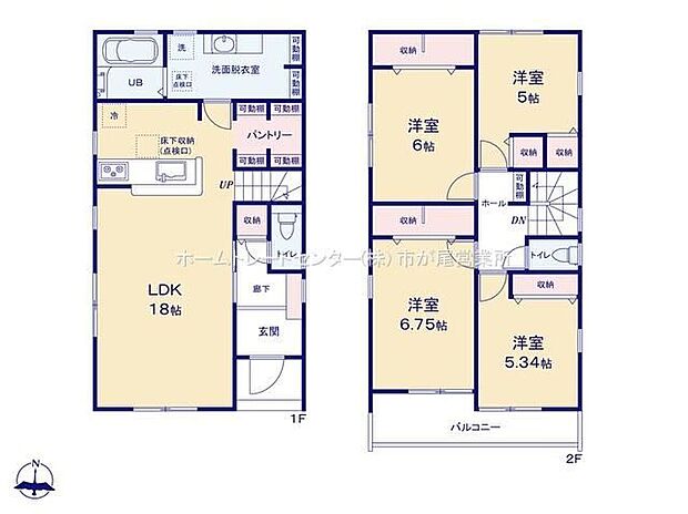 【4LDK】パントリー有☆LDKは広々18帖、人気の対面式キッチン&リビングイン階段 採用!水回りを集約、機能的な家事動線♪全居室に収納完備!2部屋より出入り可能、ワイドバルコニー☆