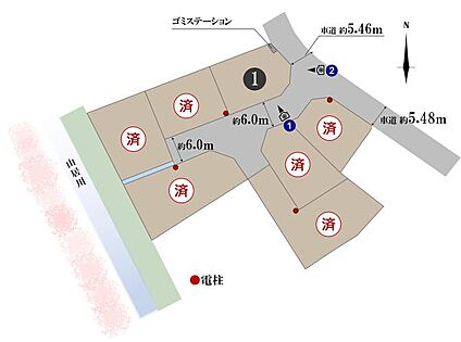 全7区画の分譲地。現在、1号地を販売中。