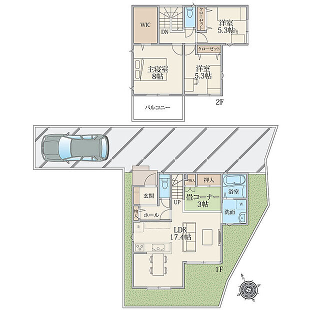 【建物プラン例（４号地）】建物面積97.71m2