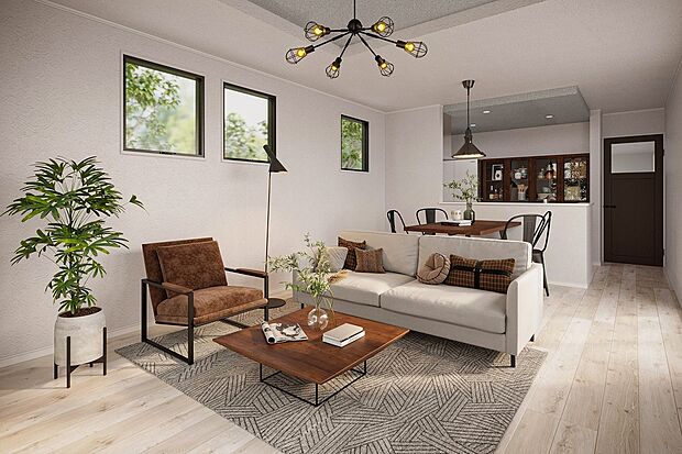 LDK（イメージ画像）キッチンからリビング全体を見渡せる作りで小さなお子様がいる家庭でも安心です♪※イメージのため実際と異なる場合があります。