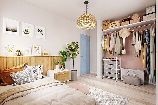 洋室（イメージ画像）居室にオープン収納を設け収納も魅せるインテリアのひとつに。こだわりの自分の部屋に仕上げられます。※イメージの為実際と異なる場合があります。
