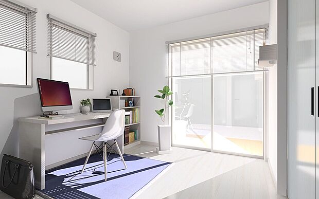 【1階居室(イメージ画像)※4号棟対象】1階に設けた居室は玄関ホールから直接出入り可能なので、リビングを通さない客間にもなり趣味や仕事のスペースにできて便利!家族に合った使い方ができます♪※イメージの為実際と異なる場合があります。