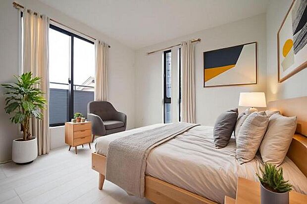 2階洋室は窮屈感を感じさせない全室2面採光全室6帖以上