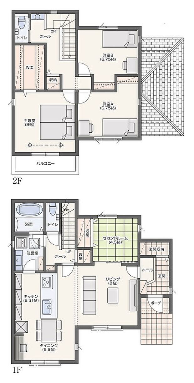 【4LDK】【2×6工法・太陽光発電システム搭載】
行ったり来たりの多い家事の移動もスムーズに。
キッチン~洗面室がつながった家事ラク動線。