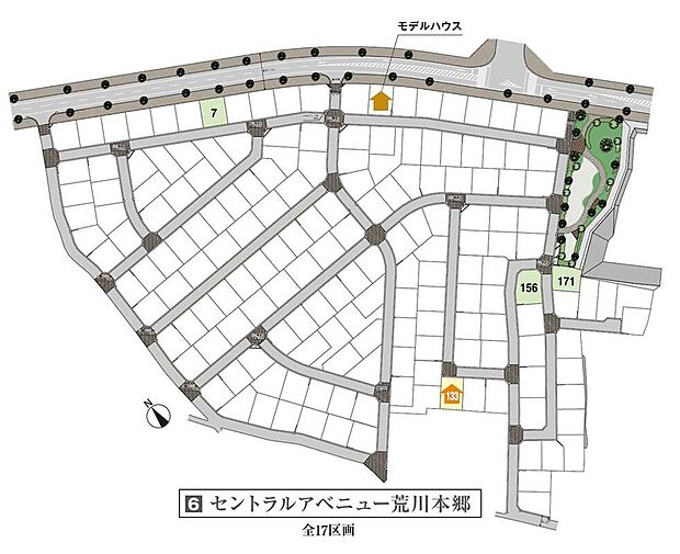 【全体区画図】注文住宅用地３区画、建売住宅１棟販売中です。同分譲地内のモデルハウスもご見学可能です。