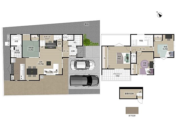 【3号地/スキップフロアのある家】
遊び心くすぐるスキップフロア採用プラン♪お子様の学習スペースや書斎スペースなど多様な使い方が楽しめます。スキップフロアが創り出す縦と横につながる開放的な住まいです。