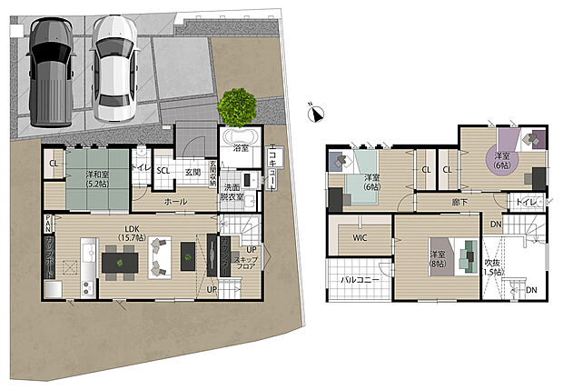 タマタウン矢野南2号地_間取図(外構あり)