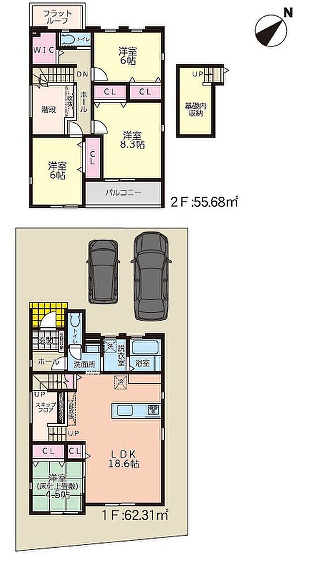 【4LDK】18 帖以上のLDK&スキップフロアで開放感抜群の家
将来の暮らしにも対応できる間取りです。各居室にクローゼットも完備しており、子供が成長しても快適に過ごせる環境を提供します♪