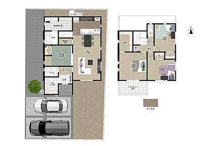 水回りが集約されているため、家事の負担が軽減できるプラン！広々洗面脱衣室でお洗濯も、お出かけの際の身支度も楽々です。キッチンも近く、家事をしながらお部屋全体を見渡すことができるため小さなお子様がいるご家庭も安心です！ 