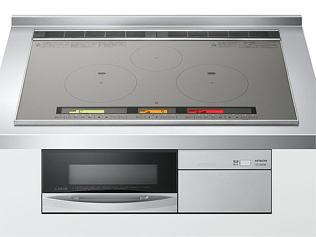 【オール電化(3口IHクッキングヒーター)】オール電化が標準で3口もあるIHクッキングヒーター。電気を使って、効率よく高加熱できます。また、不完全燃焼などもなく水蒸気の発生や油の飛び散りも軽減され、室内をよりきれいに保ちます。
※画像はイメージです