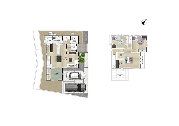 【4LDK】【4号地/回遊導線のある家】
スムーズな生活導線を確保し家事の時短を叶える回遊導線をプランニング♪主寝室にはカウンター付きのワークスペース、6.0帖のワイドバルコニー、充実の収納スペースを完備。
