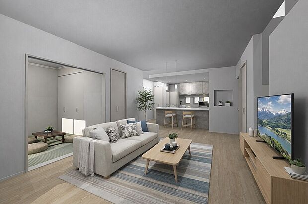 【タマタウン大内中央II4号地　内観パース】※家具はCGによるイメージです。