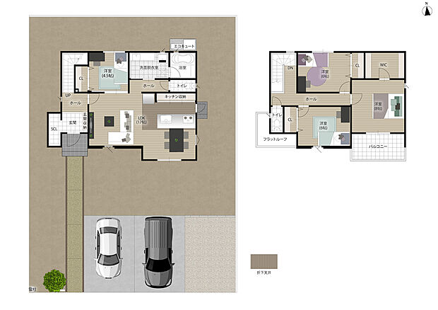 【4LDK】大きなソファを置いてもゆとりある広さのLDKは家族みんなでくつろぐことができます。
水回りを集約させることで日々の家事動線が短縮できるよう工夫された暮らしやすい住まいです。