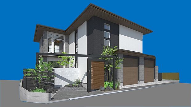 【【建物プラン例】】建物価格6,580万円、建物面積185.98m2 ※掲載パースはイメージのため、実際と異なる場合がございます。建物価格のほかに、別途、屋外設備工事費、地盤改良工事費、外構工事費、建築確認費用等が約2,315万円必要です。(太陽光、全館空調含む)