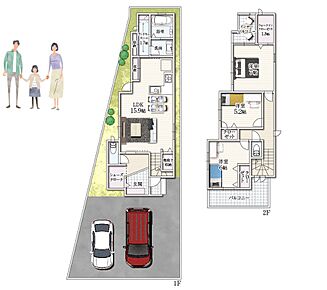 1階に水回りを集約させた家事ラク動線！各部屋に収納スペースをしっかり確保。家族全員の物がスッキリ収納できます！ 