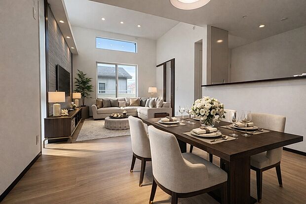 【LDK】
南西向きバルコニーに面しています。ナチュラルな色合いのフローリングが映える内装で、北欧調やナチュラルテイストなど、お好みのインテリアを楽しめます。