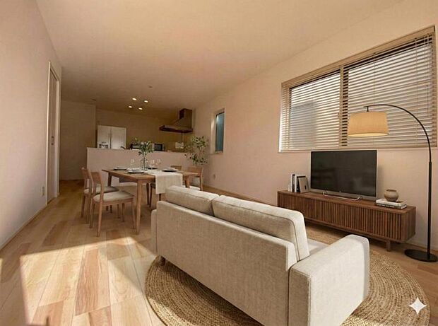 ◆2号棟リビング◆※こちらの写真は現況の室内写真にCGを使用して家具等を合成加工したものであり、実際の室内状況とは異なります。なお当物件は家具付き物件ではありません。