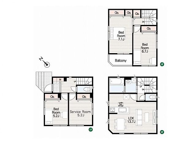 全室収納付きの3SLDK!2階リビングで家族の団らんを守り、7帖超の主寝室でゆとりある暮らしを。