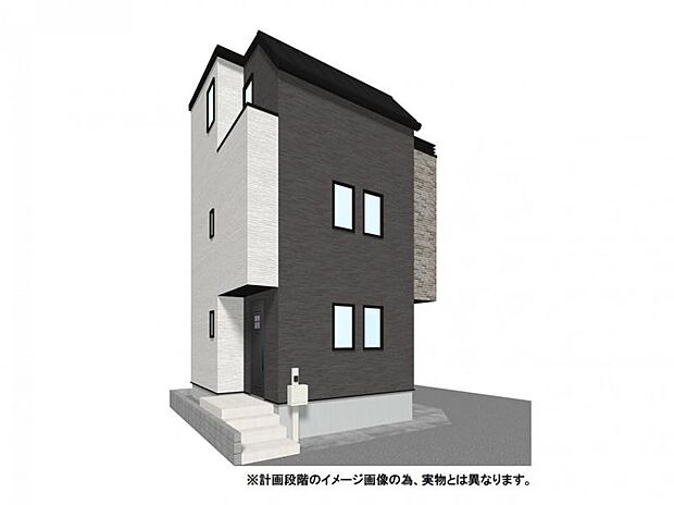 【外観イメージパース】3000万円台で叶える、駅チカ新築ライフ。 毎日の通勤を楽にする駅徒歩10分。共働き世帯に嬉しい機動力と、将来も安心の資産価値を兼ね備えた限定1棟の角地物件。